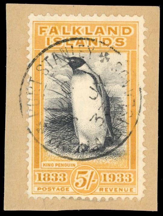 Falkland Islands 1933 5s black and yellow-orange used 