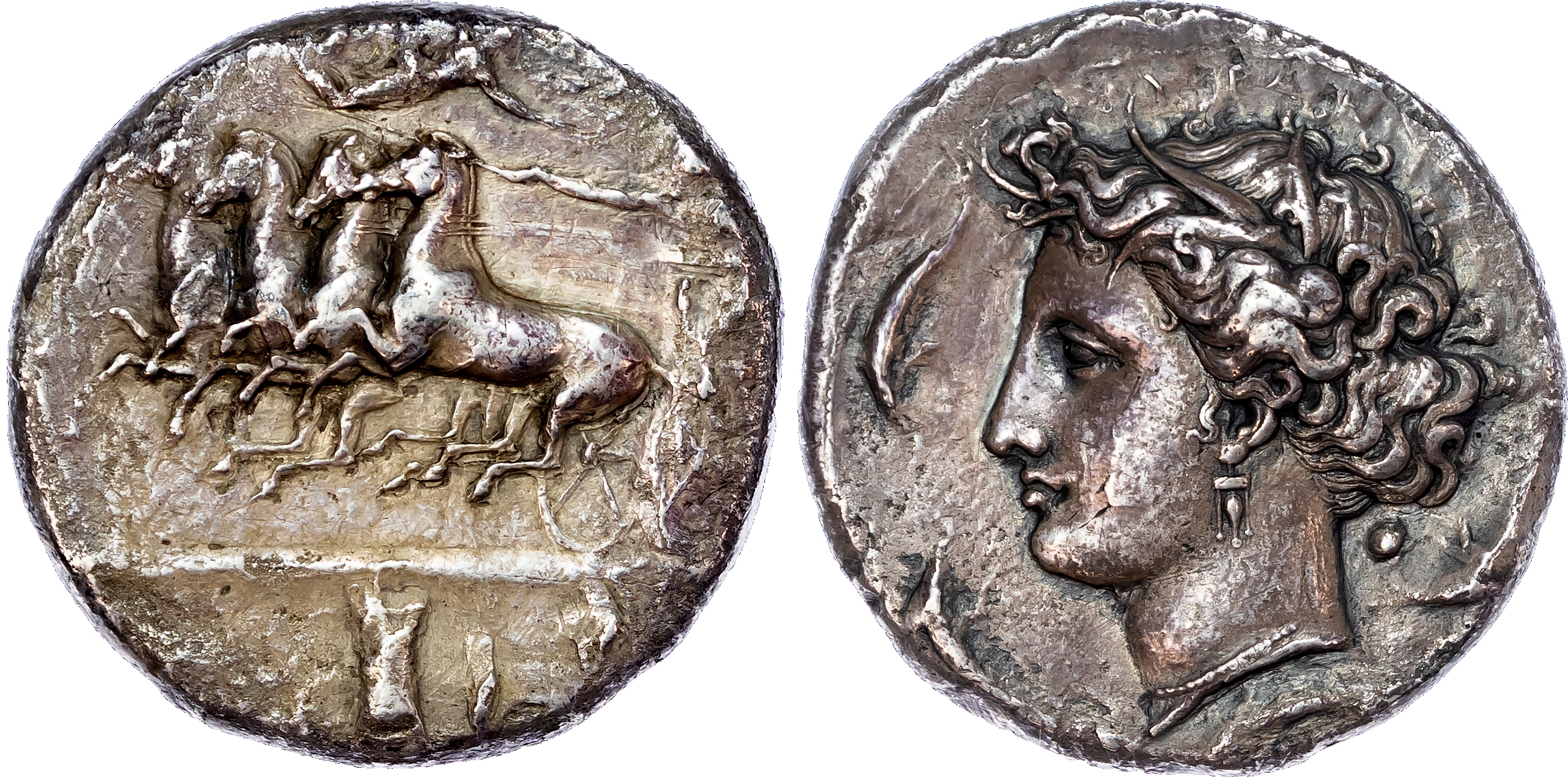 Sicily, Syracuse, time of Dionysios I (405-370 BC) AR Dekadrachm
Euainetos, c. 405-400 BC, 40.19g.