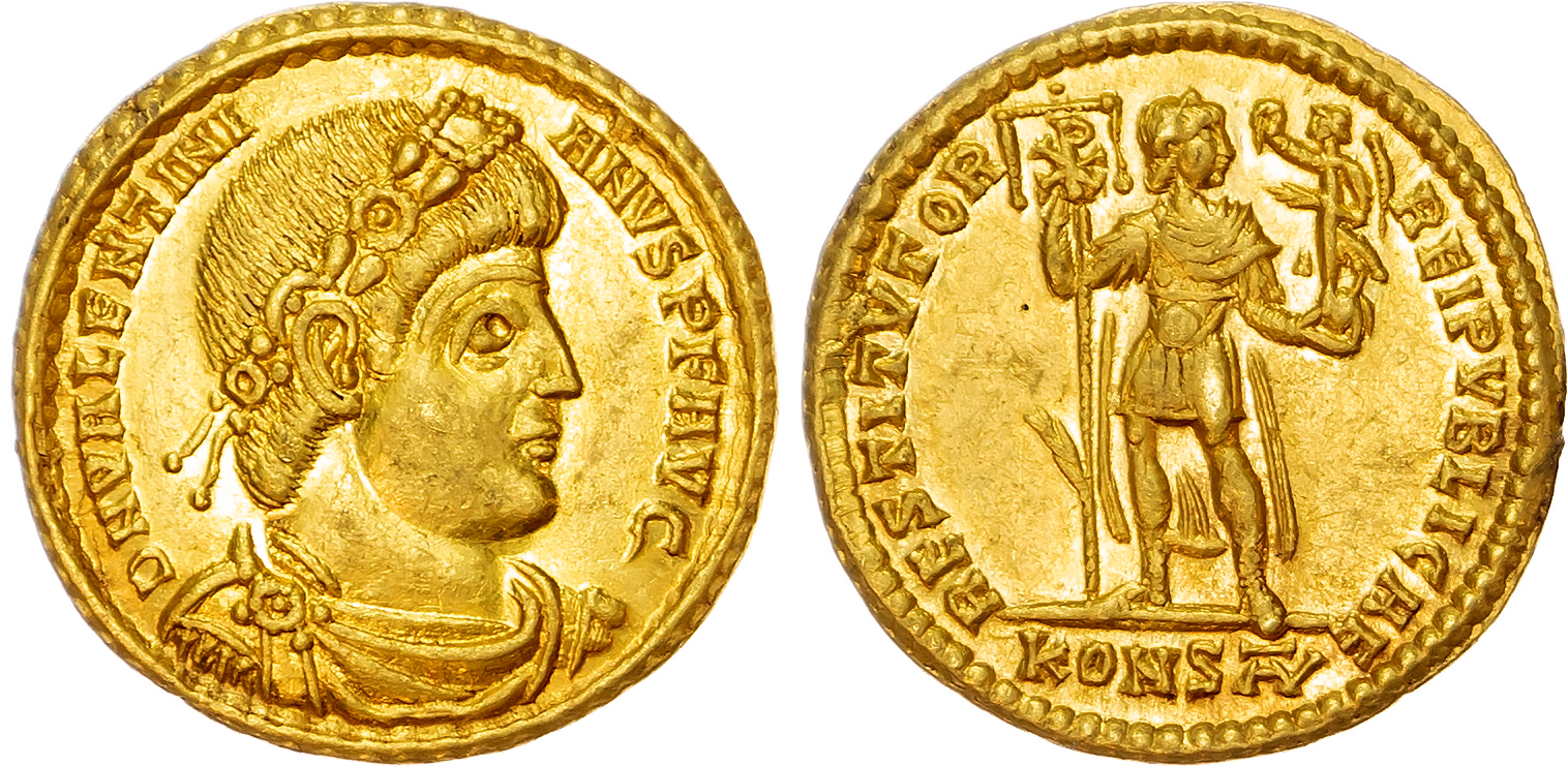 Valentinian I (AD 364-375) AV Solidus, Arles, AD 365-366, 4.44g. 