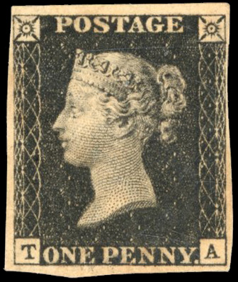 GB 1840 1d black, Pl. 5 (TA), unmounted o.g. SG 2