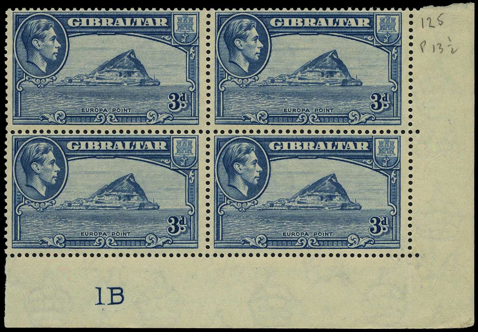 1938 3d light blue, perf 13½. Lower right...