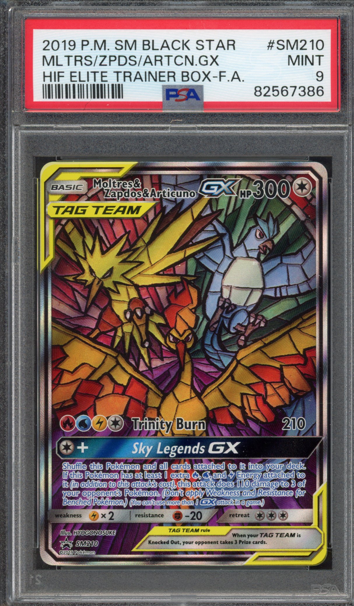 Pokémon TCG - PSA 9 Moltres, Zapdos & Articuno GX Full Art Black Star Promo 