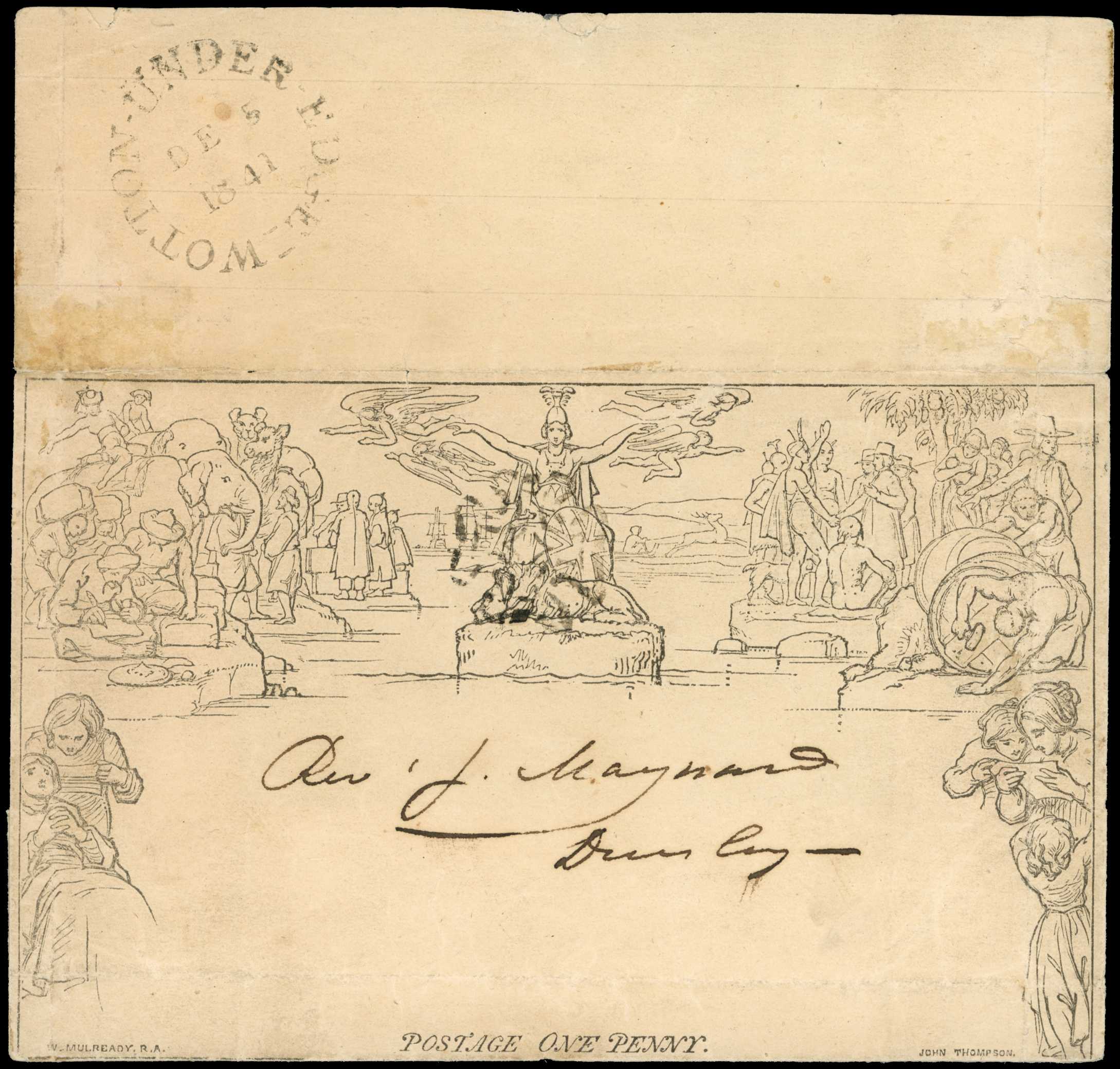 1840 1d Mulready lettersheet, Forme 6,...