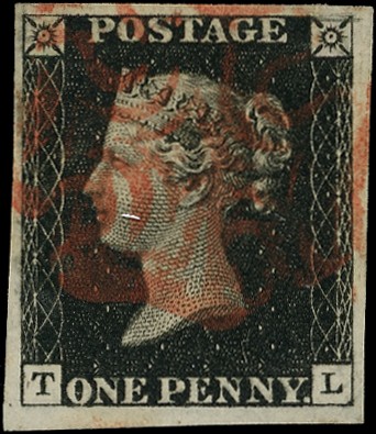 1840 1d black plate 8 (TL), four...