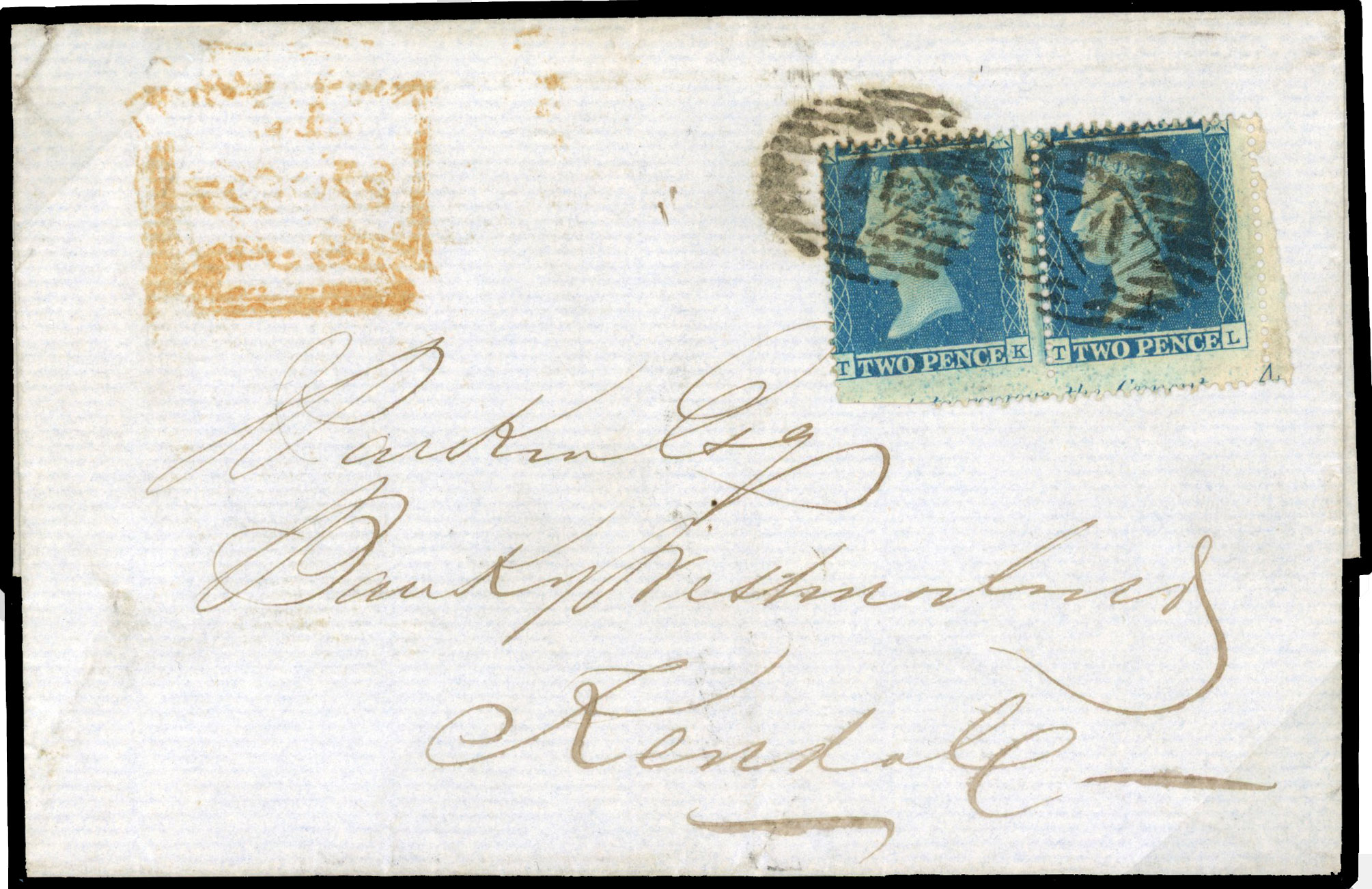 1854 2d Pale blue Pl.4. (Die I, Alphabet I, Wmk. Small Crown, Perf 16)