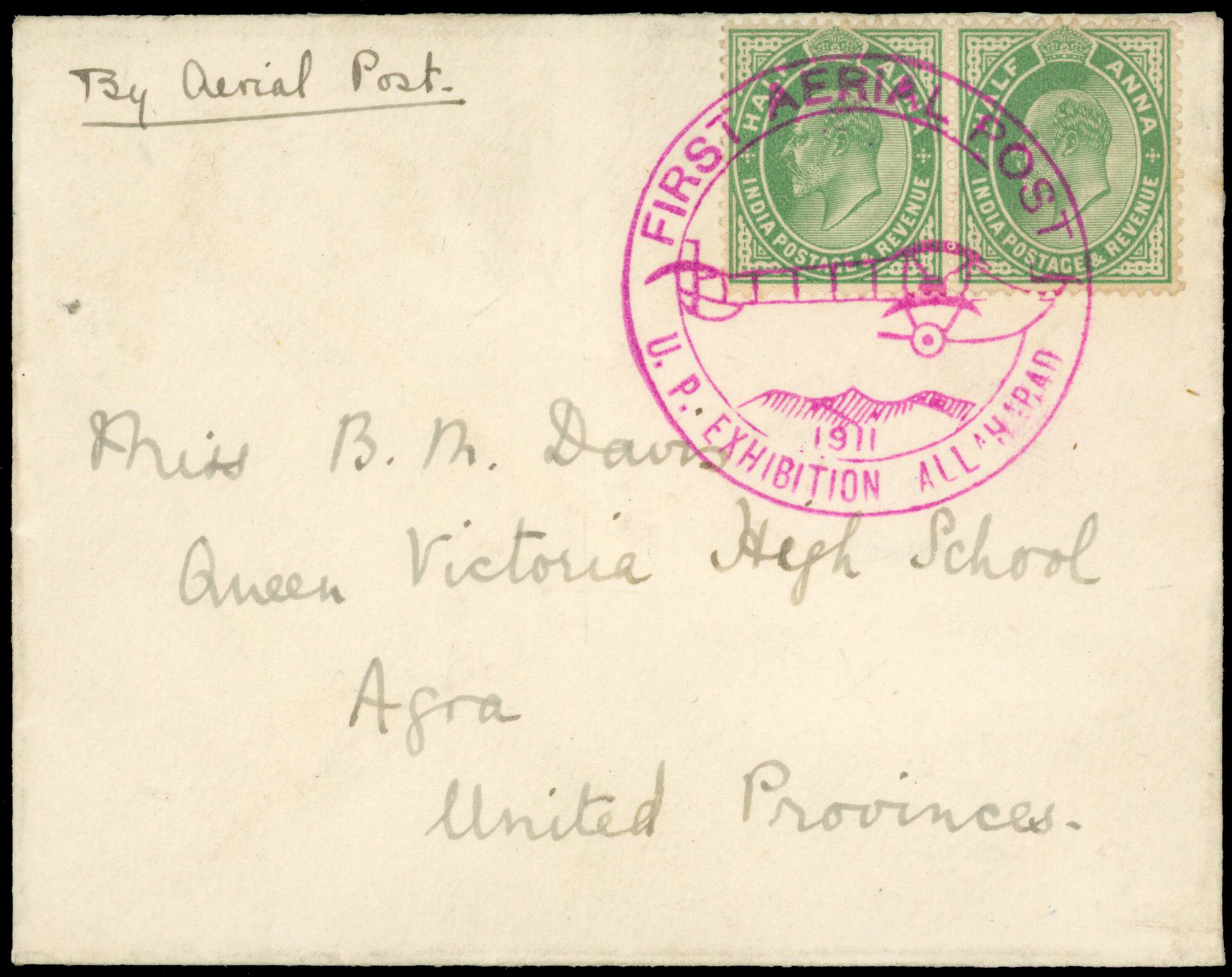 1911 First Aerial Post cover to Agra SG 149