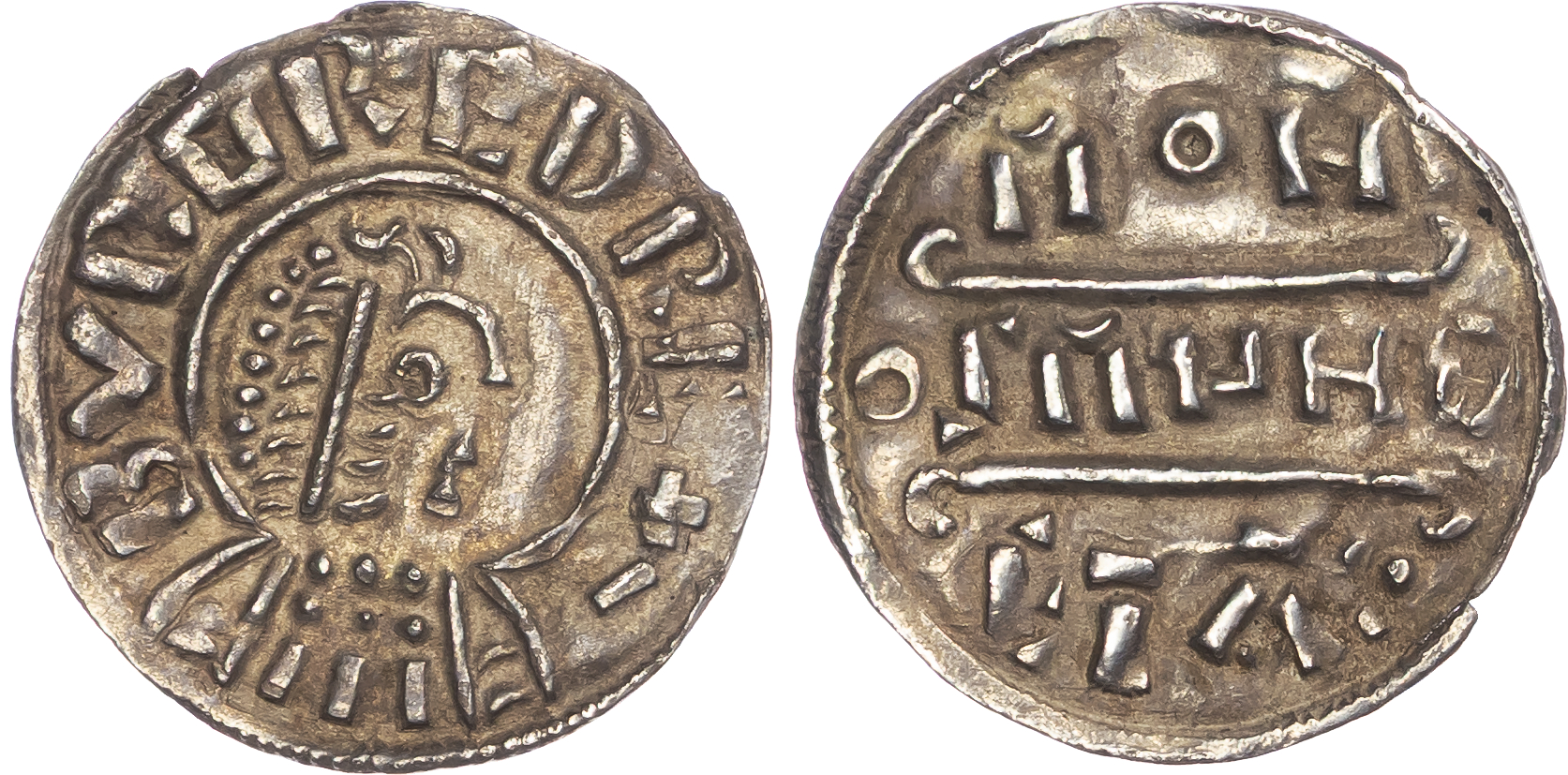 Mercia, Burgred (852-874), AR Penny 1.3gm.,, Phase III, type D, moneyer Osmund.