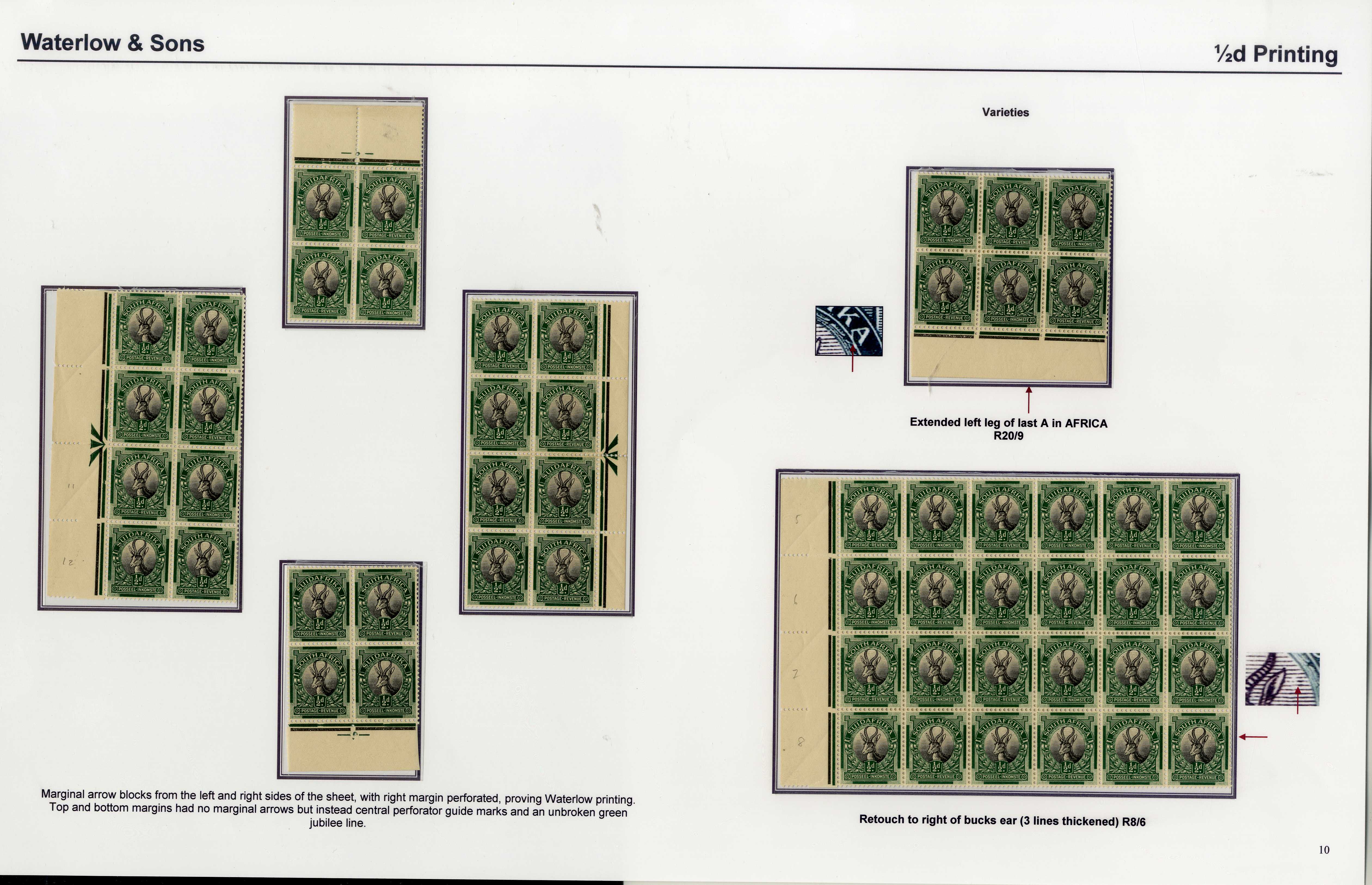 1926 Waterlow ½d group with top and bottom...