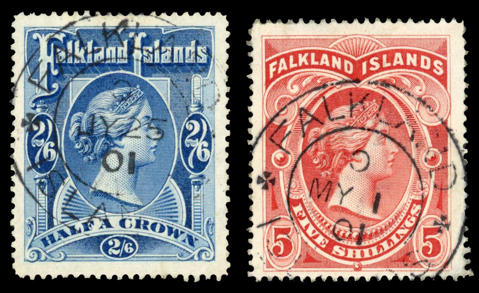 SG 41-2 1898 2/6d and 5/- used