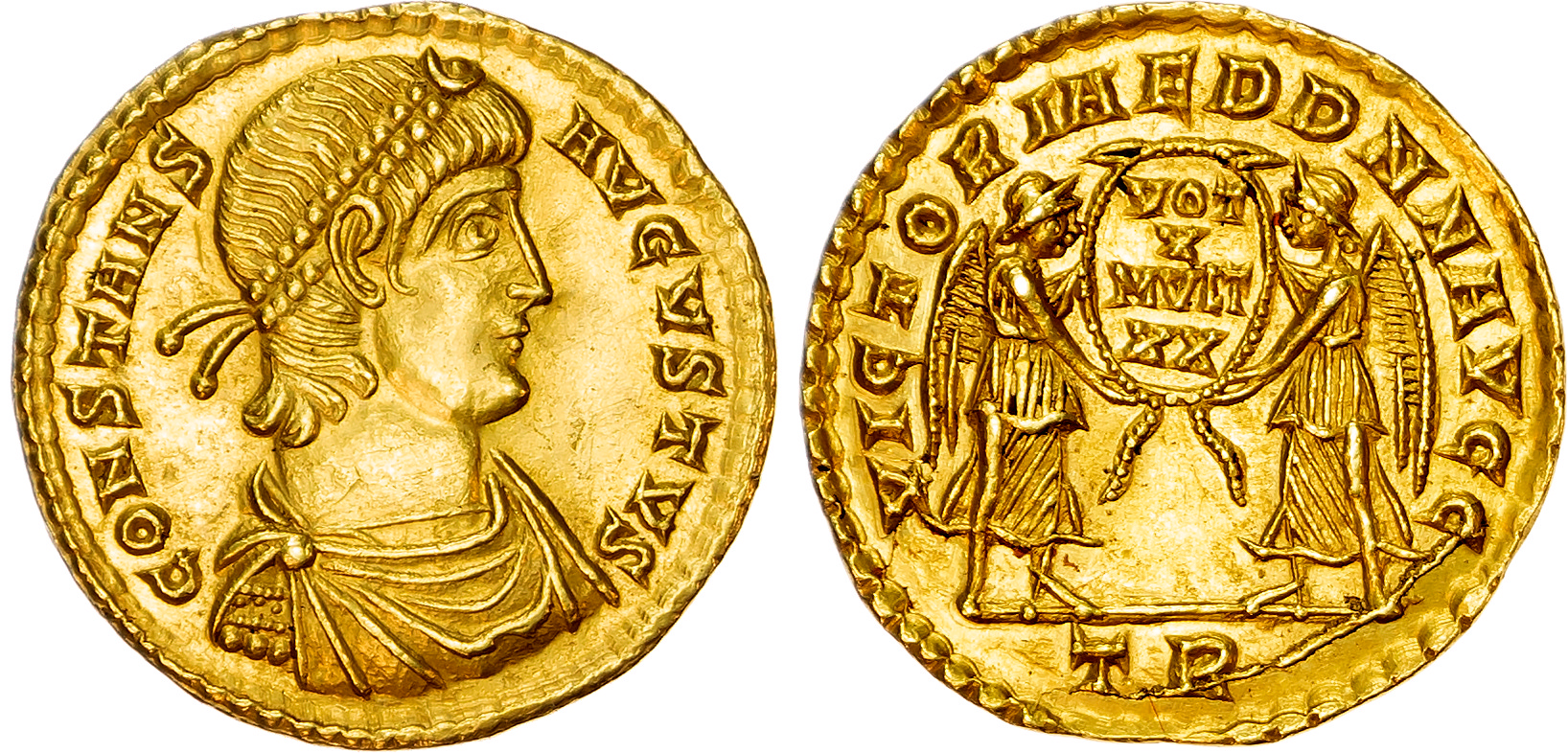 Constans (AD 337-350) AV Solidus, Trier, AD 347, 4.41g. 