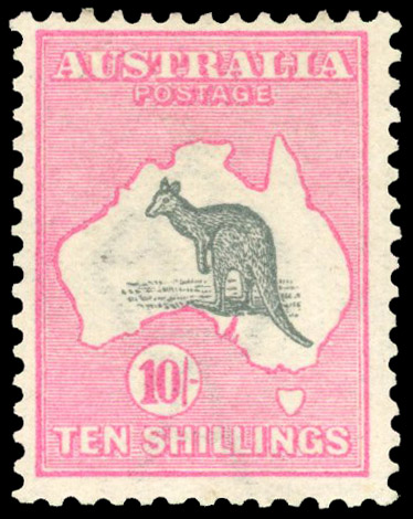 Australia 1913-14 10s grey and pink, 1st watermark