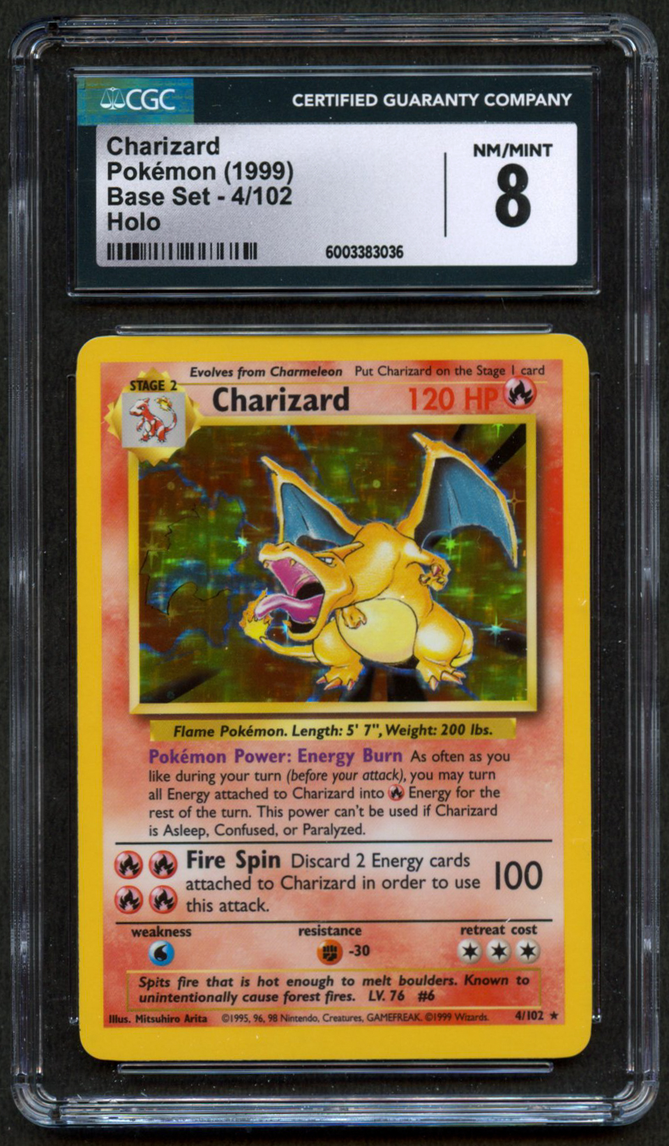 CGC 8 Charizard Unlimited - Base Set (1999)