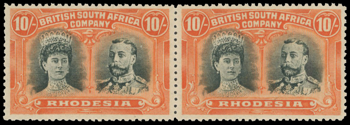 10s blackish green and reddish orange RSC A pair, positions 22-3 mint