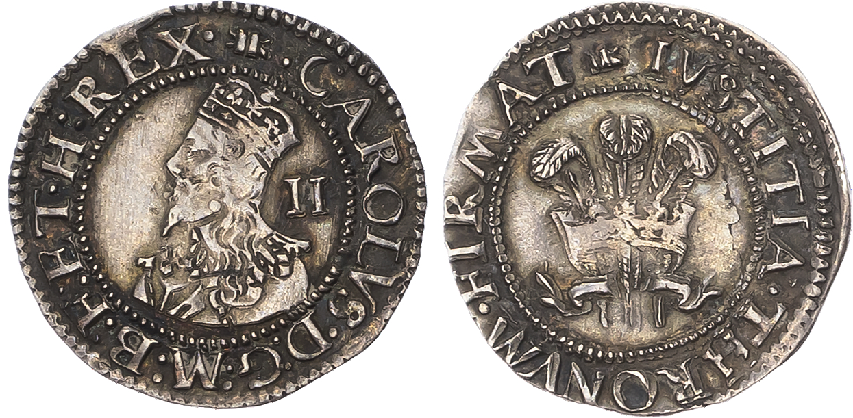 Charles I (1625-1649) Halfgroat, Aberystwyth mint (1639/9-42), mintmark book. Bust left with single arch crown, inner ci…