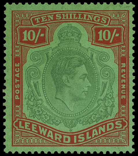 1942 (Mar.) 10/- pale green and dull red on...