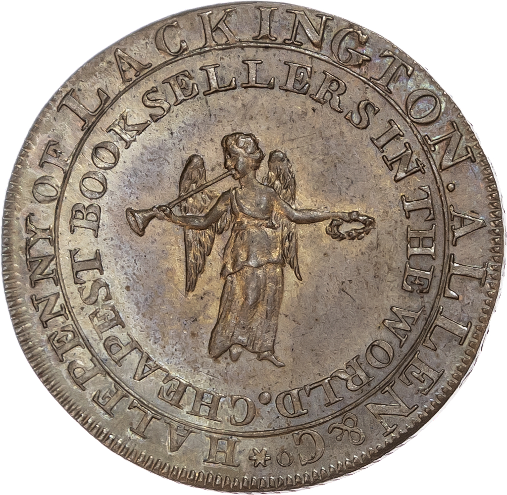 London – Moorfields & Finsbury Sq., James Lackington & James Allen (booksellers) Halfpenny 1794