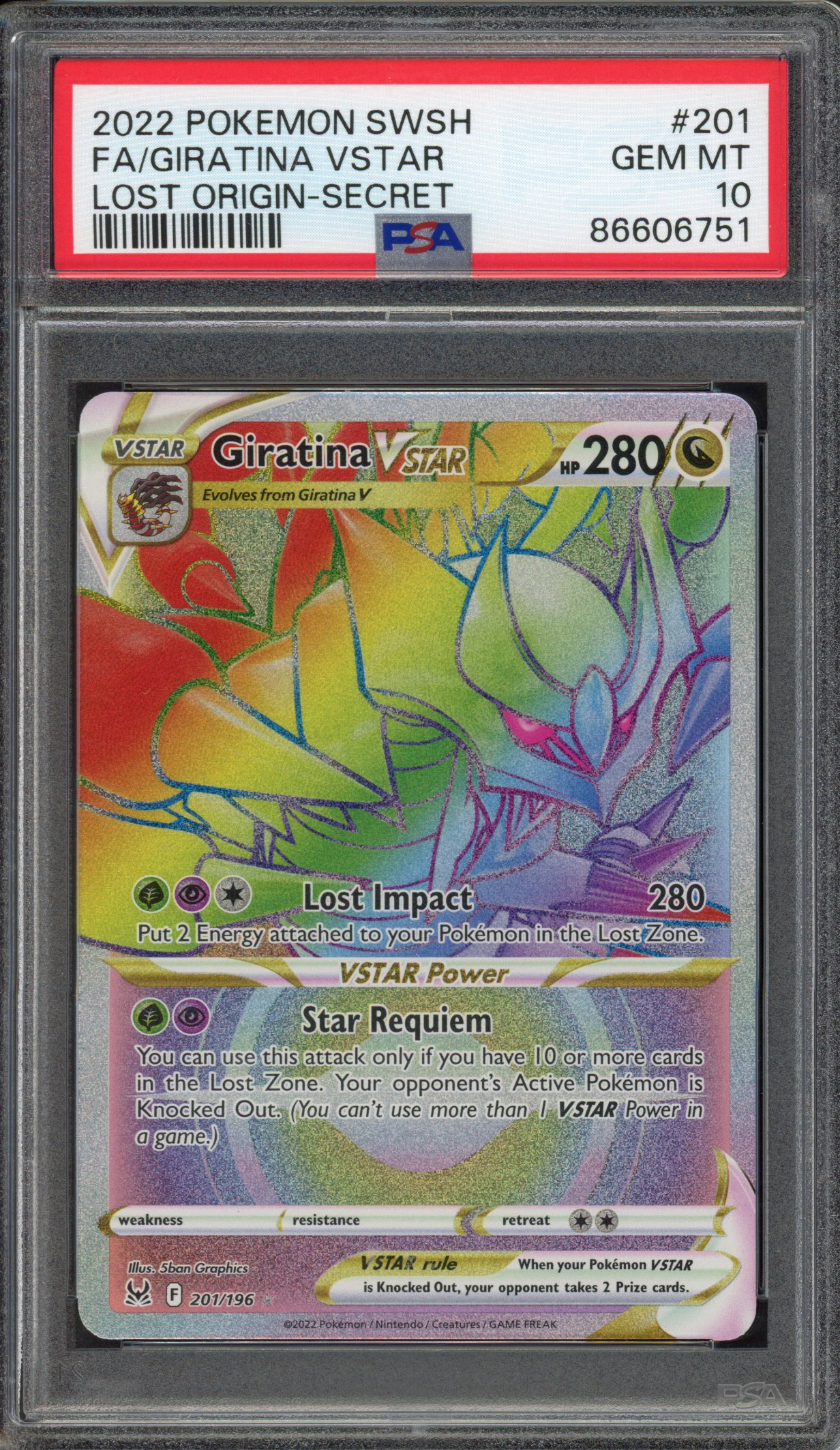 Pokémon TCG - PSA 10 Giratina VStar - Lost Origin-Secret Rainbow 2022