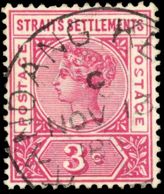 Straits Settlements SG 96a malformed 'S' used