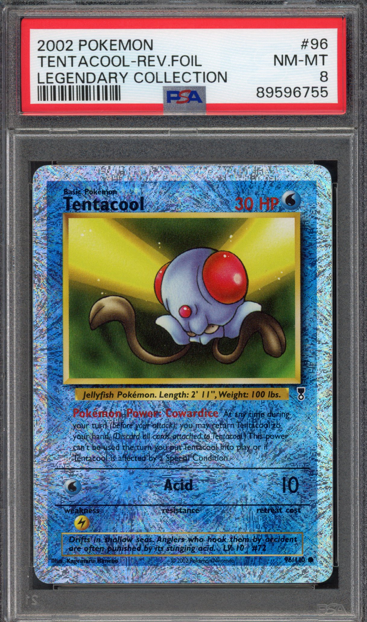 Pokémon TCG PSA 8 Tentacool 96 Reverse Foil, Legendary Collection