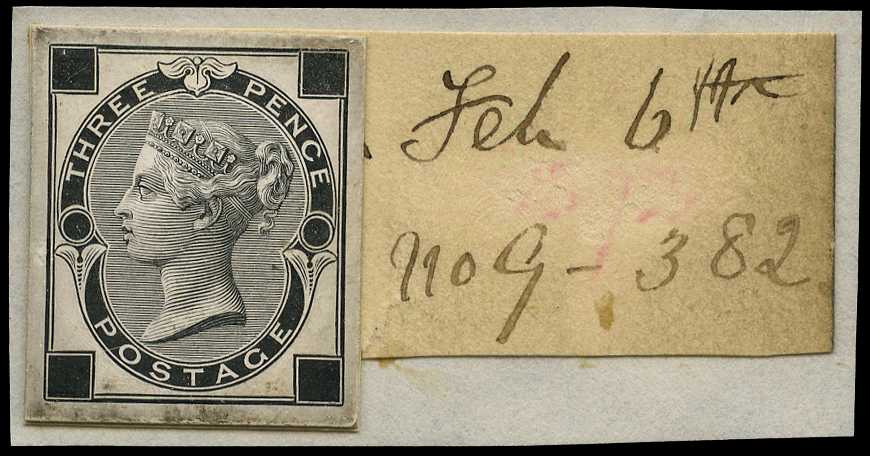 1867-80 3d Die Proof, cut-to-size printed...
