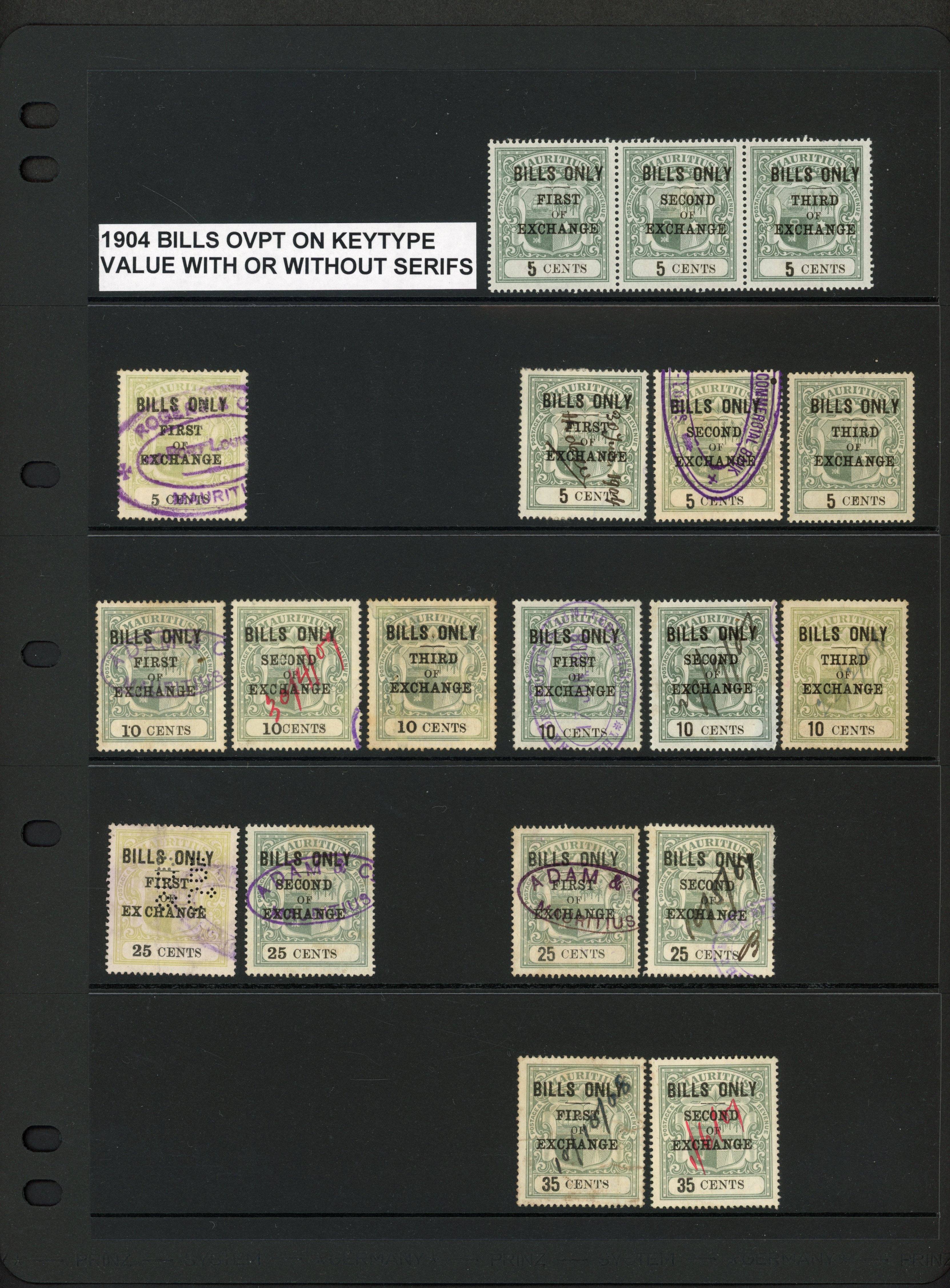 Mauritius Revenues 1904 Bills of Exchange group