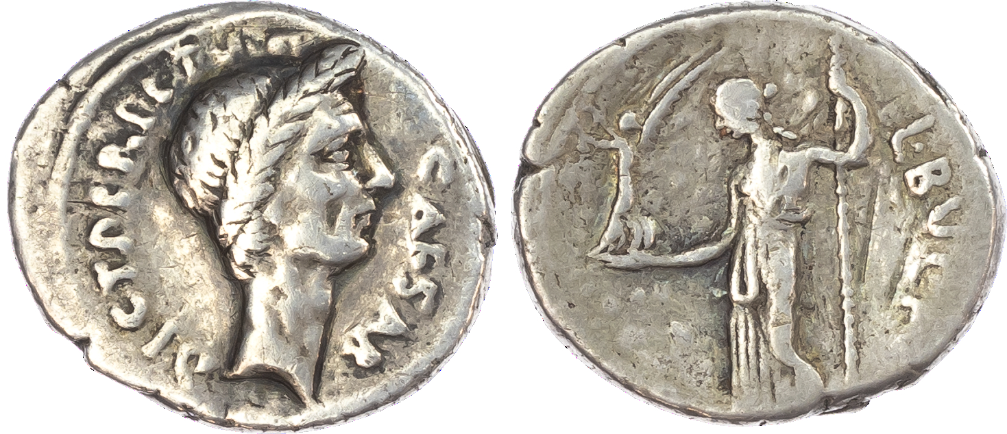 Julius Caesar (February – March 44 BC) AR Denarius, lifetime issue, L. Aemilius Buca, moneyer, Rome, 3.60g. CAESAR – DICT