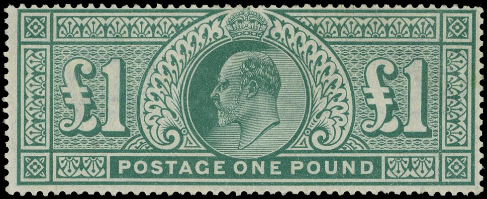 1902 £1 dull blue-green. Very fine unused...