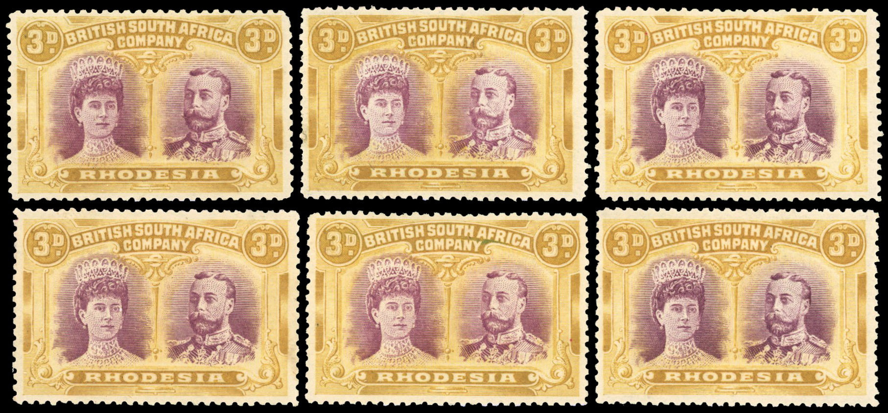 † 3d magenta and ochre SG 136 group mint