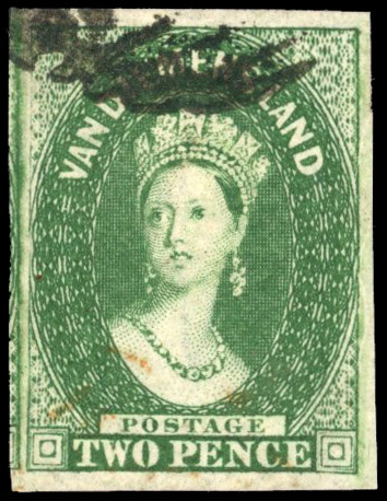 Tasmania SG 16 1855 2d green used