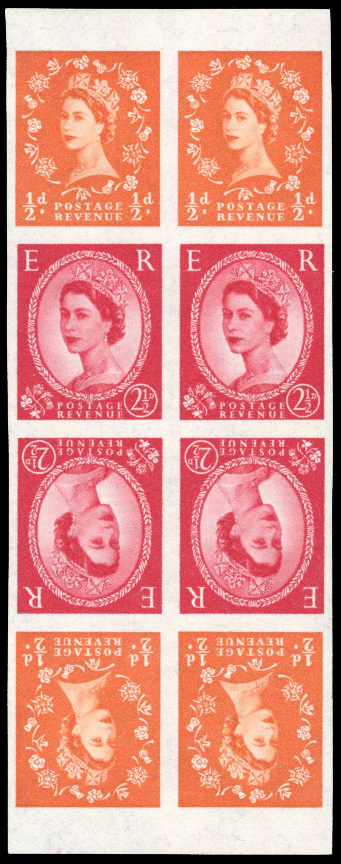 GB 1958-65 Wilding ½d and 2½d booklet pane imprimatur SG 570mn,var