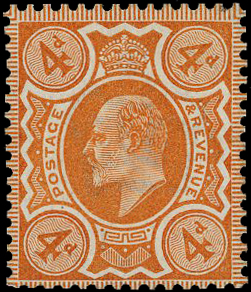 1909 4d Colour trial. Very fine example printed in orange on...