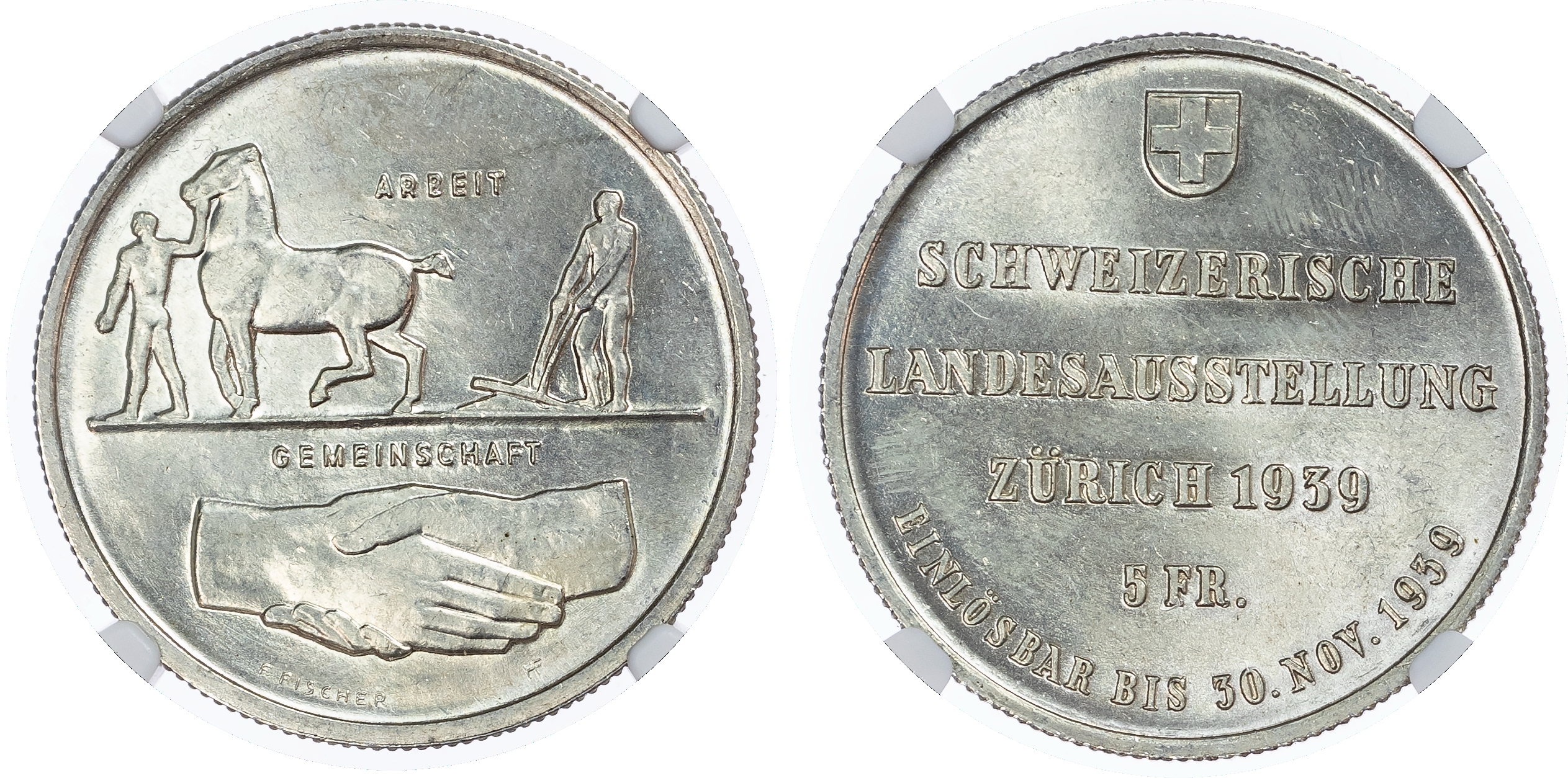 Switzerland, Cantonial. Zurich AR 5 Francs. 1939.