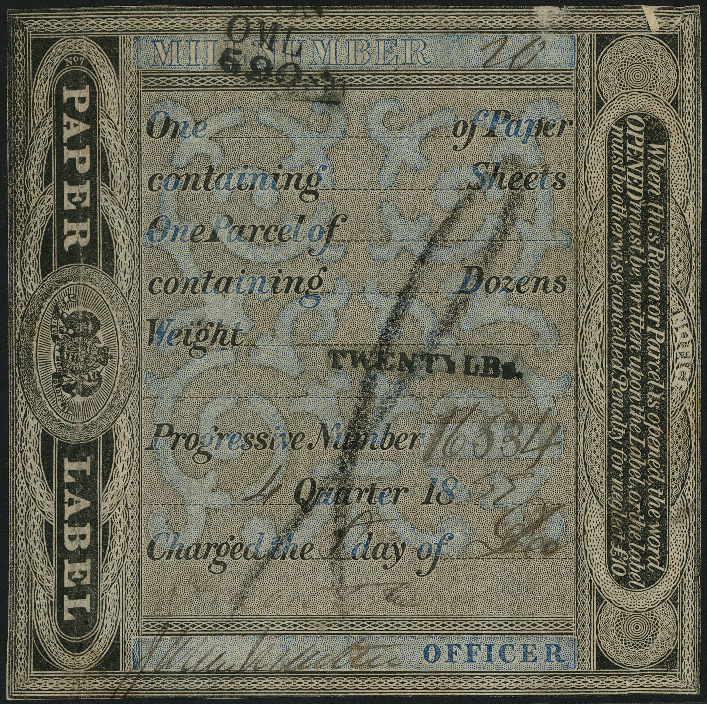 GB Paper Duty 1848 Blue for use in Scotland used
