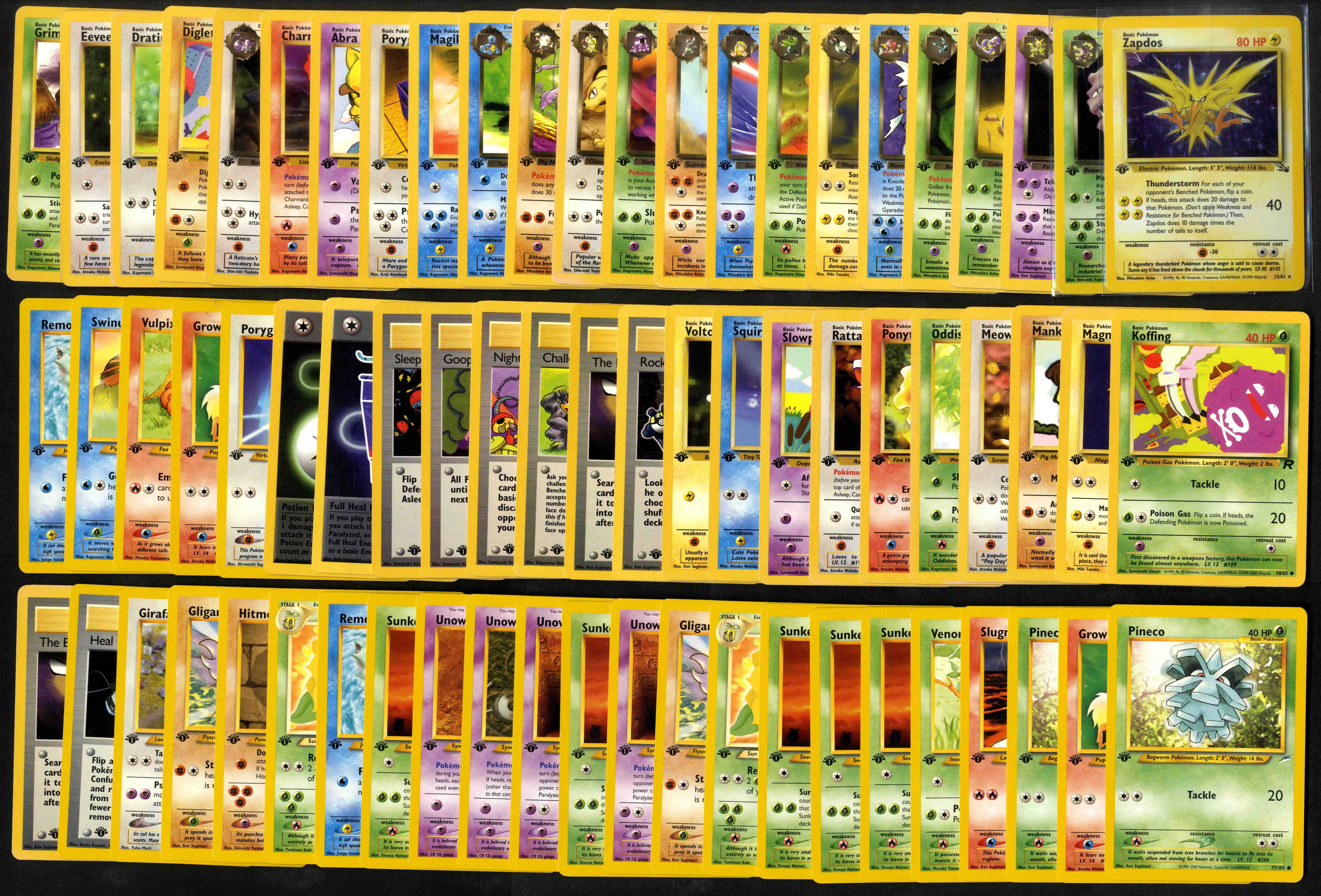 Vintage 1st Edition Bulk - 184 cards + 2 Holo - Jungle, Fossil, Team Rocket, Gym Heroes/Challenge, Neo Genesis/Discovery/Revelation/Destiny