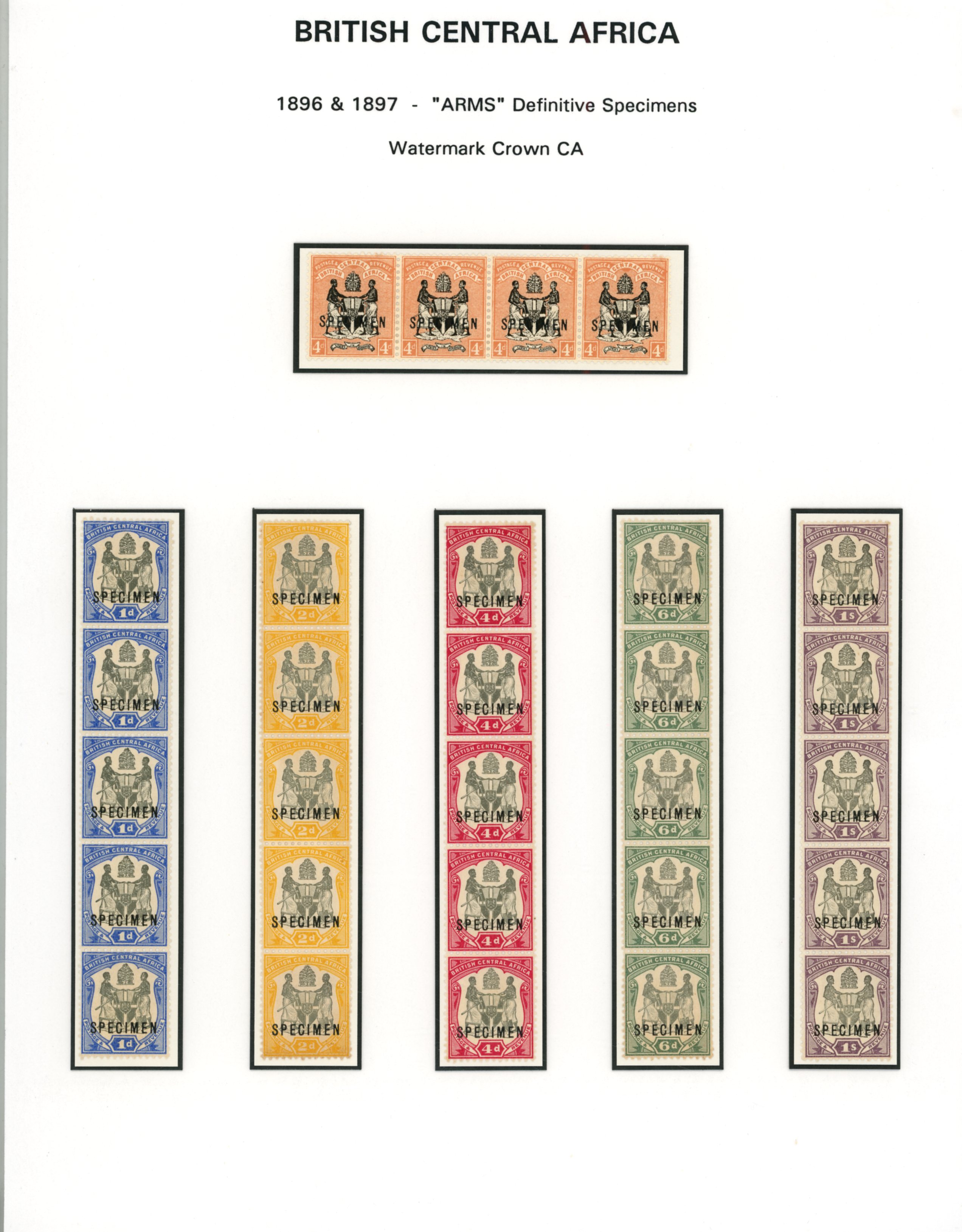 British Central Africa 1896-97 Arms selection overprinted...