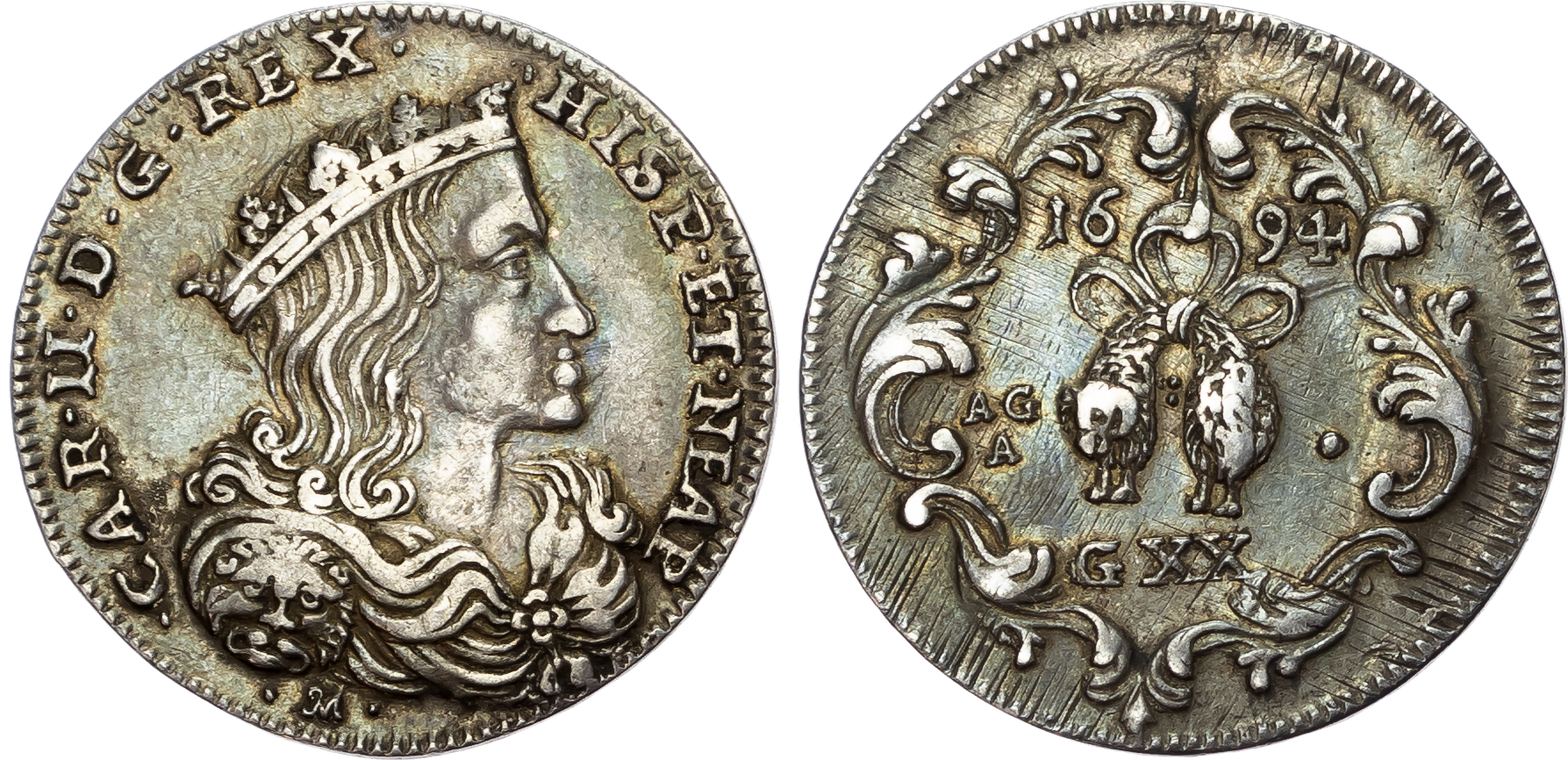 Italy, Naples, Charles II (1674-1700), silver Tari da 20 Grana, 1694
