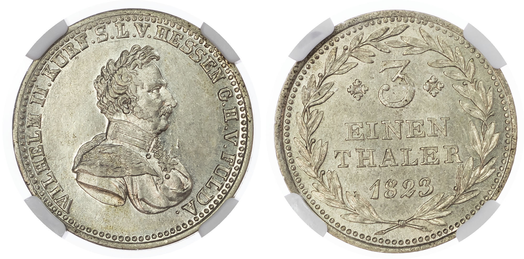 German States, Hessen-Kassel. Wilhelm II AR 1/3 Thaler. 1823. 
