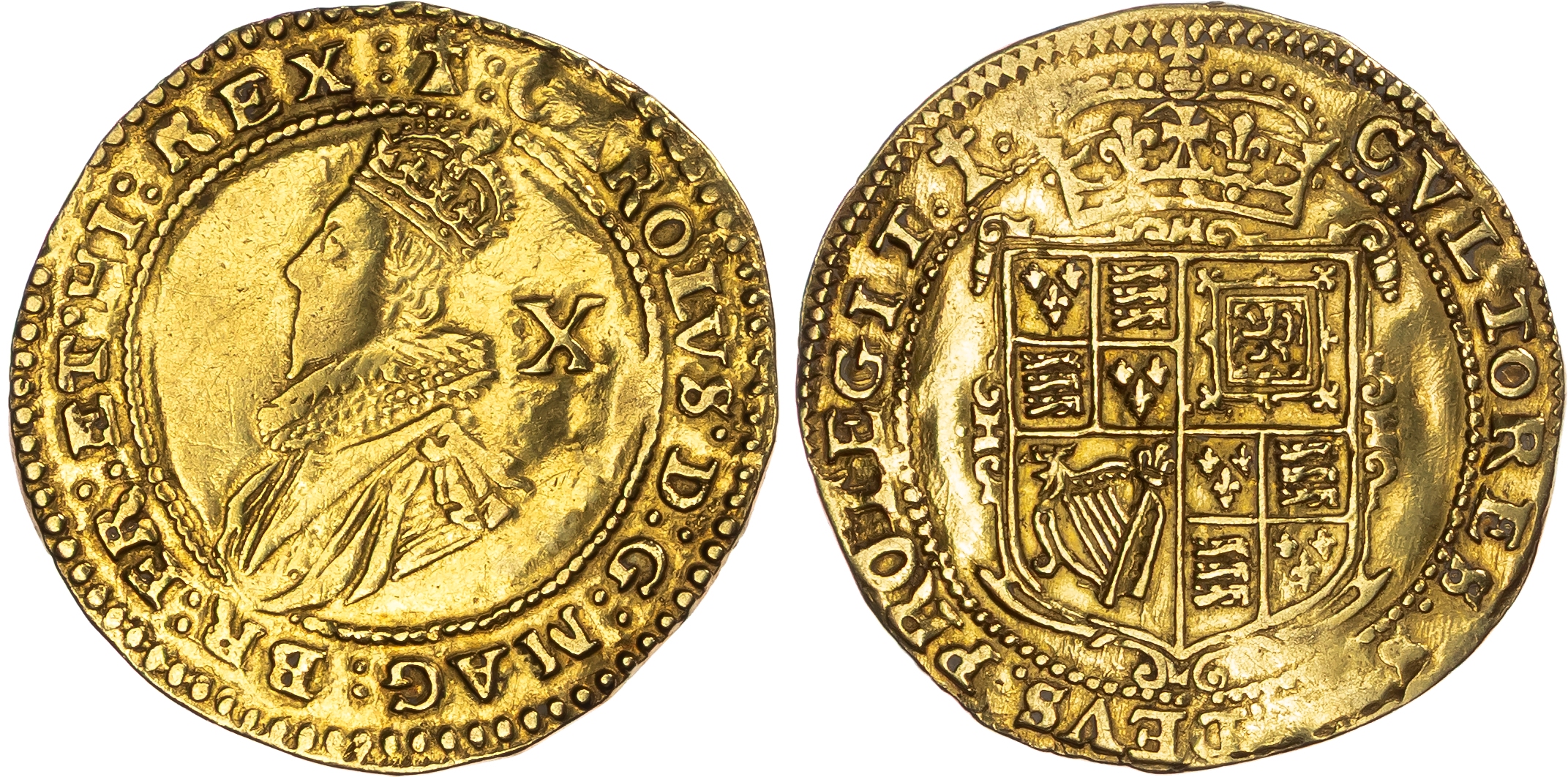 Charles I (1625-1649), AV Double Crown, Group B, London (Tower) mint (under King), mm. cross cavalry (1625-1626).