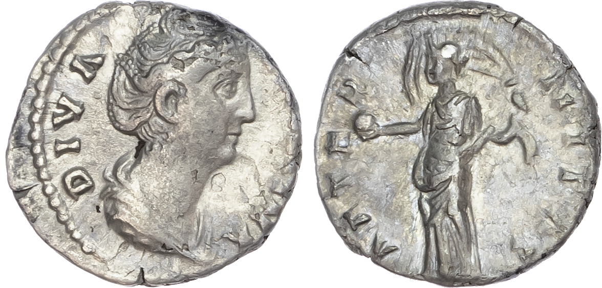 Diva Faustina Senior (d. AD 140/1) AR Denarius, Rome, 3.21g. 