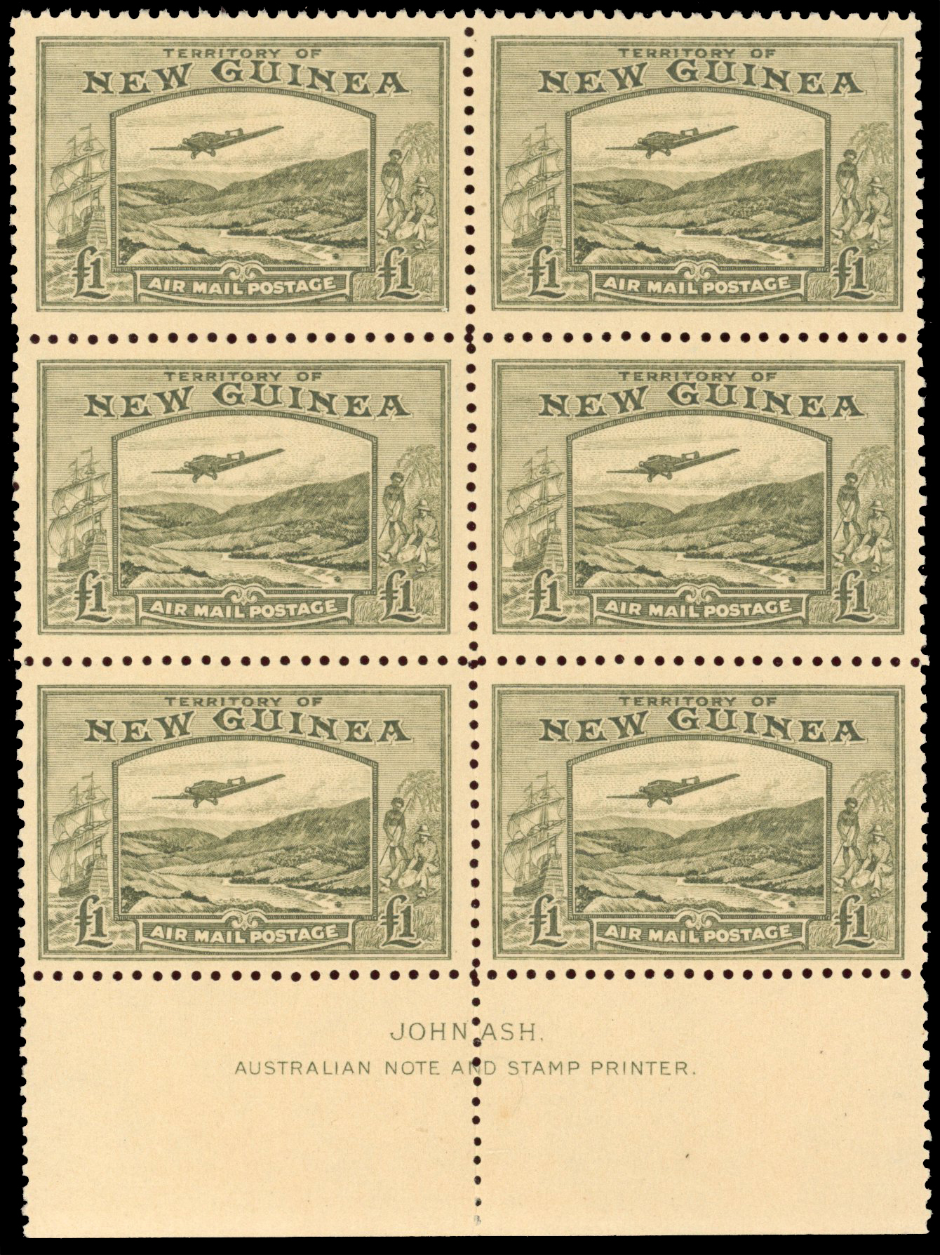 New Guinea SG 225 imprint block mint