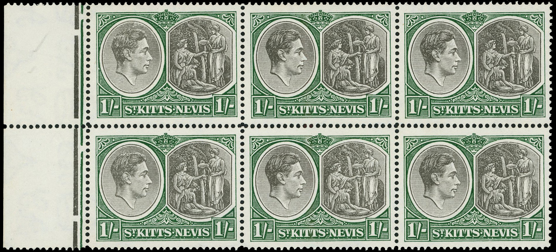 St Kitts-Nevis SG 75c, ca block mint