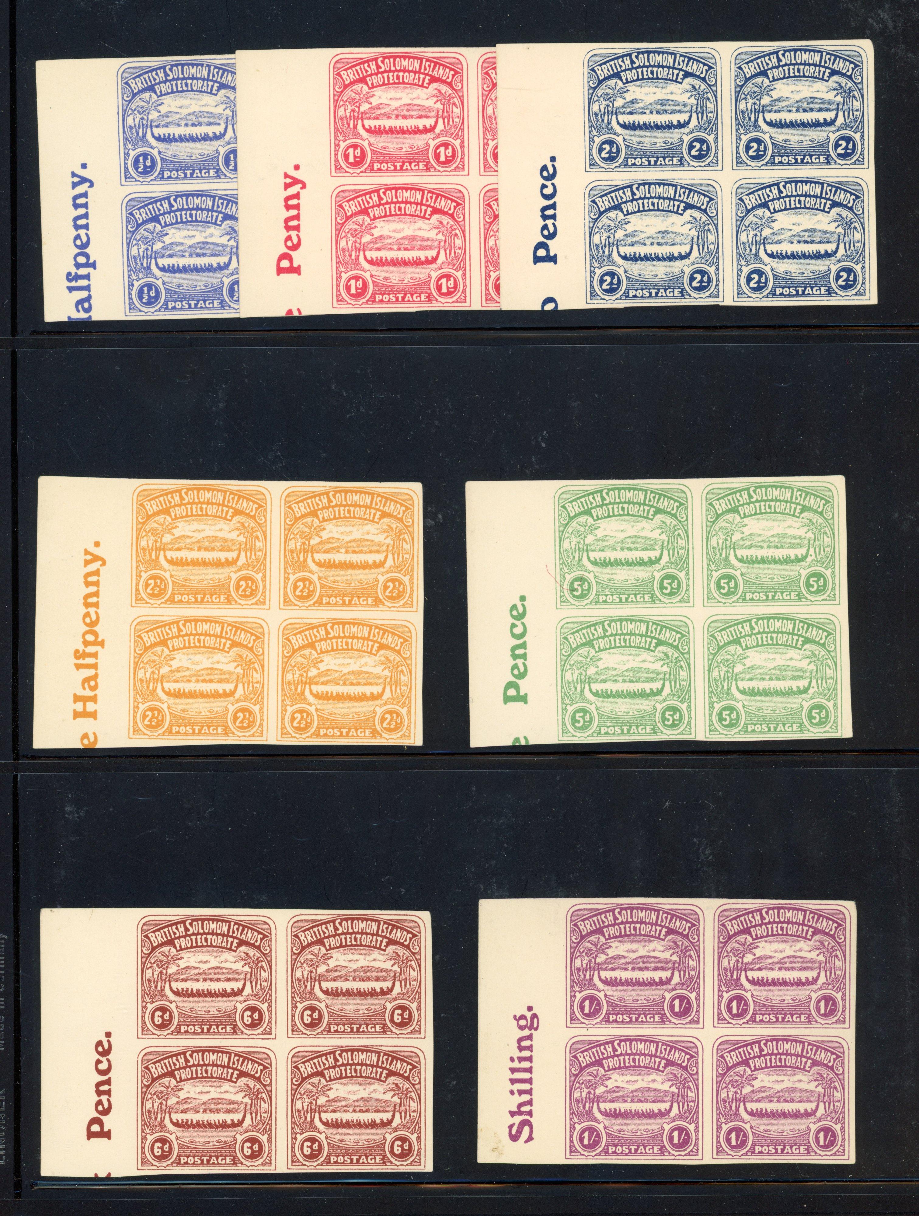 Solomon Islands SG 1-8 1907 set Plate Proof blocks