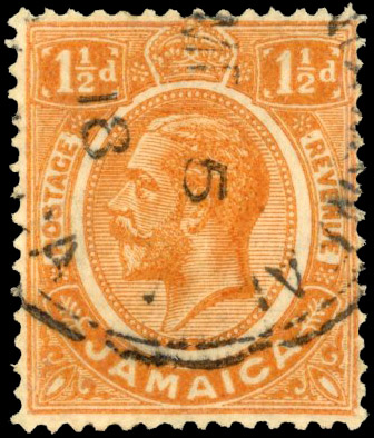 Jamaica SG 59b 1½d watermark sideways used