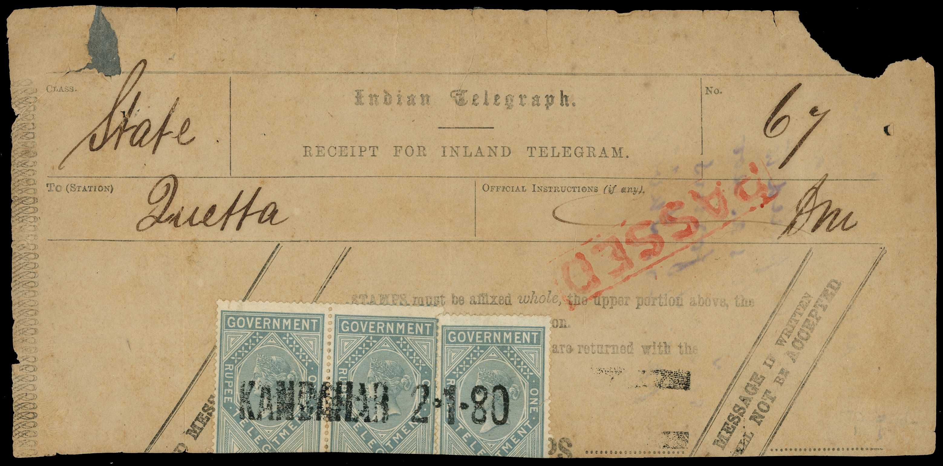 Telegraphic usages. 1880 Indian Telegraph...