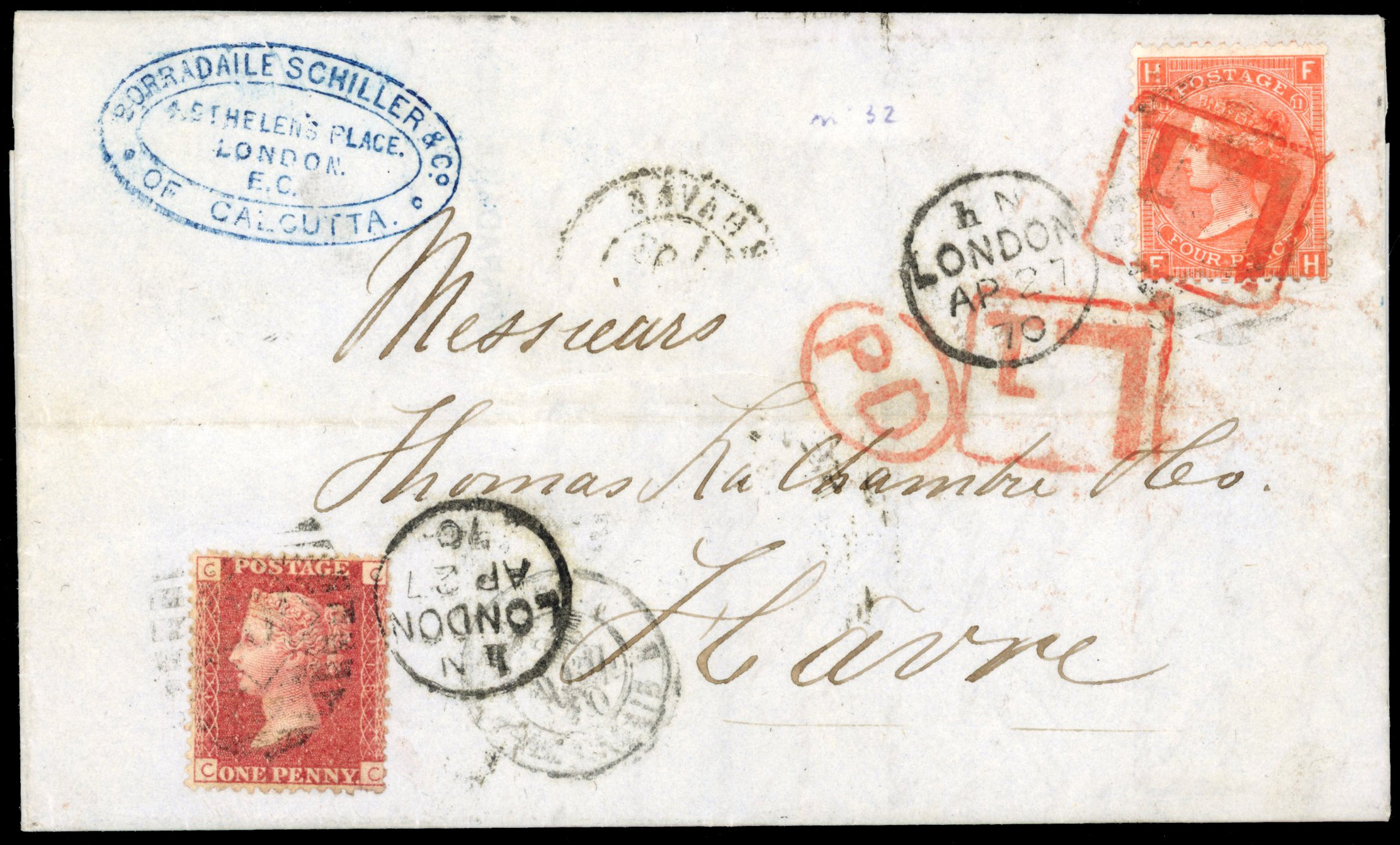 GB: 1870 cover to France
