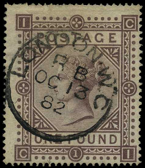 1878 £1 brown-lilac (Plate 1) cancelled...