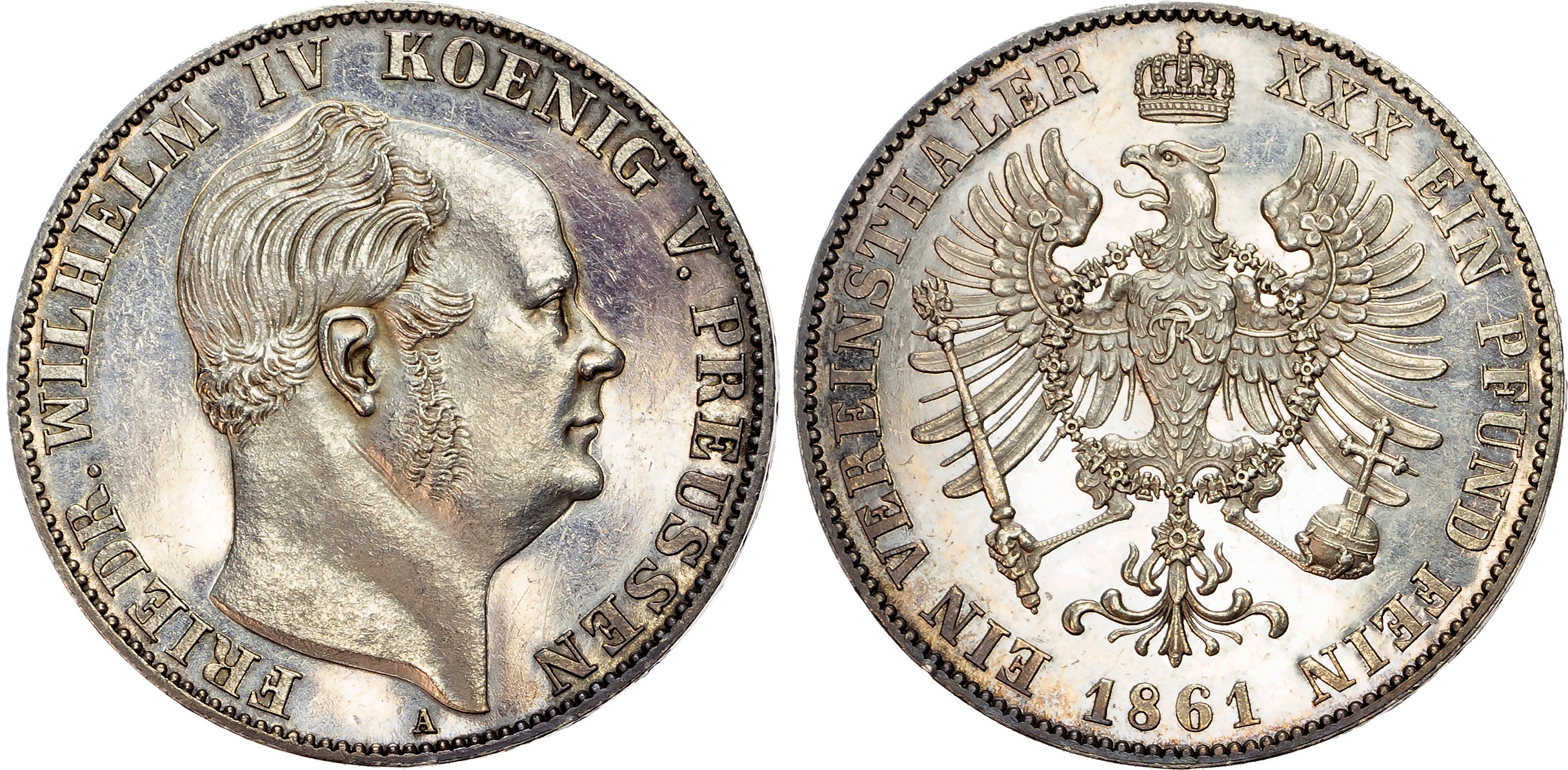 Germany, Friedrich Wilhelm IV (1840-1861), silver Vereinsthaler, 1861