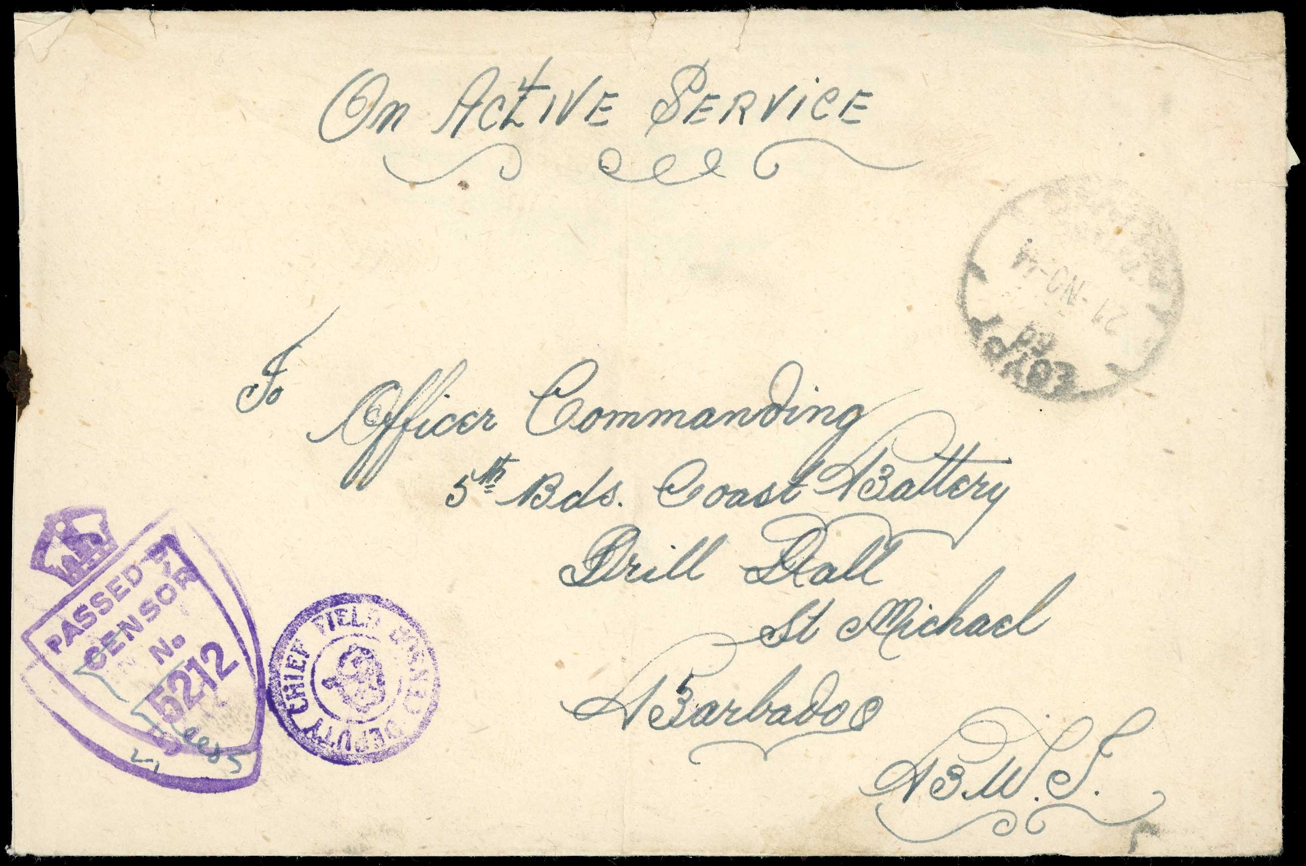 1944 Active Service cover from a member of the British Caribbean Regiment