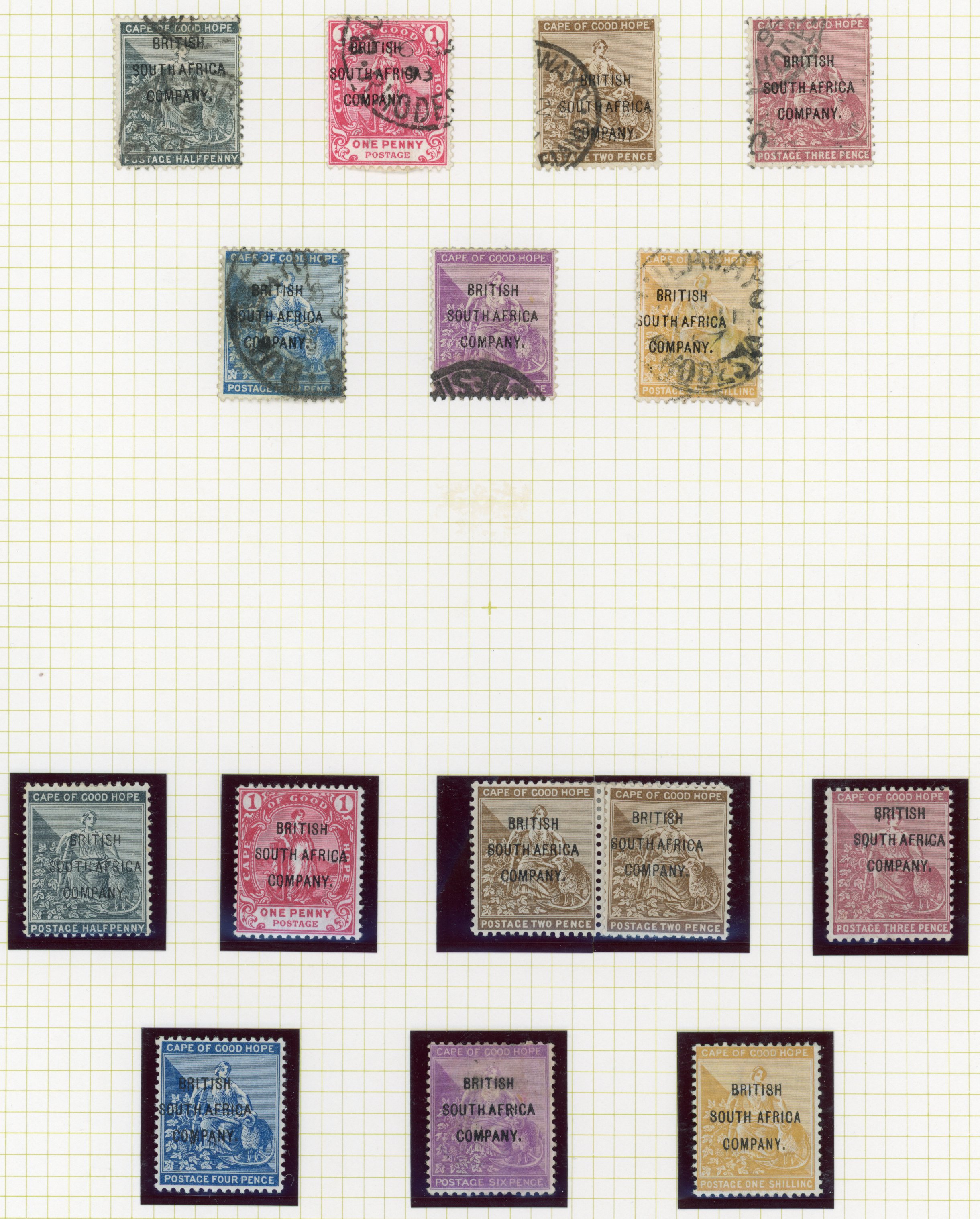 1896 (22 May-Aug) Cape of Good Hope stamps overprinted ½d to 1s mint and used