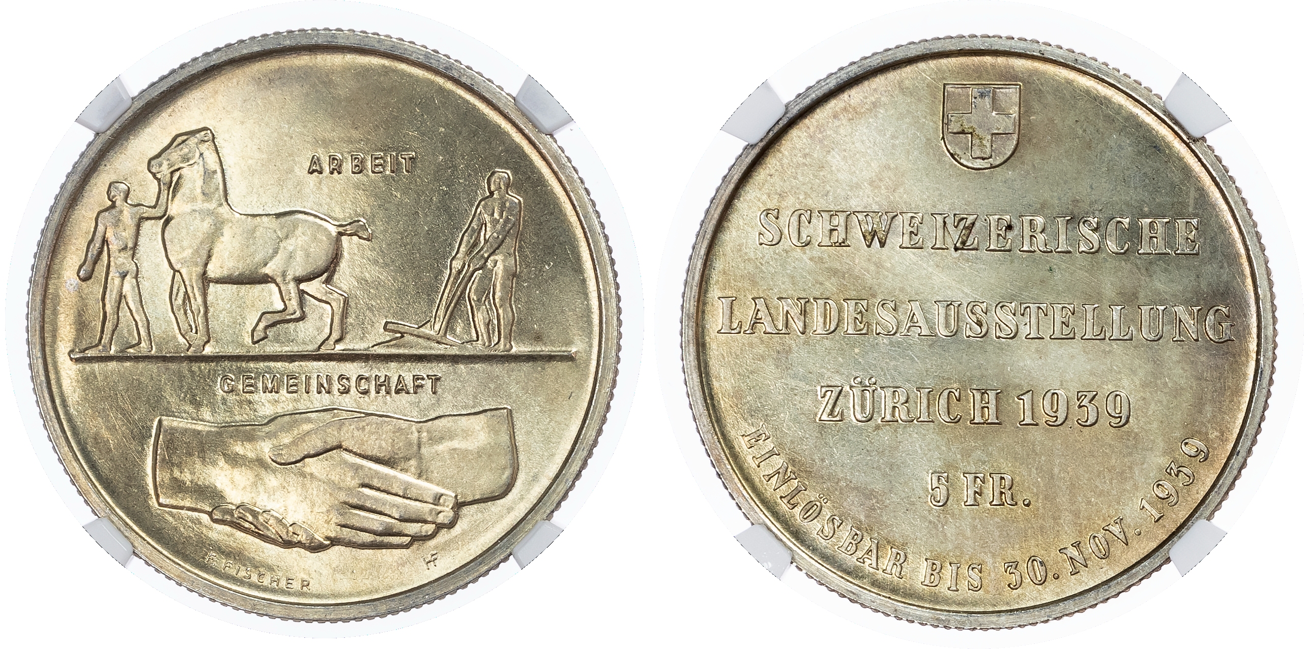 Switzerland, Cantonial. Zurich AR 5 Francs. 1939.